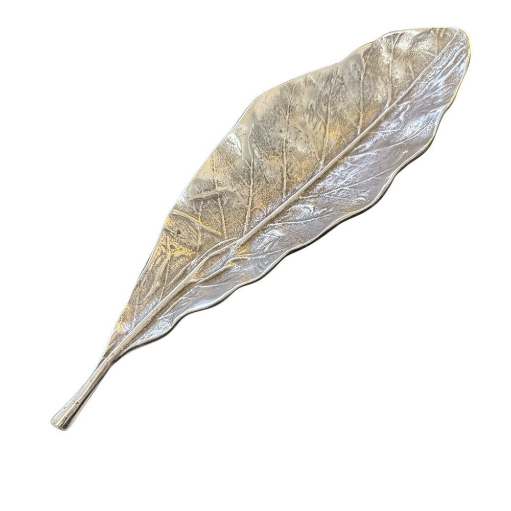Vintage Aluminum Trinket Tray Dish Cast Aluminum Leaf 8.75" Long Logan Aluminum